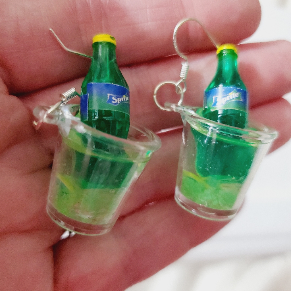 Sprite Earrings 3d 925 Sterling Silver Stamped Drink Lemons Handmade Glows 20$